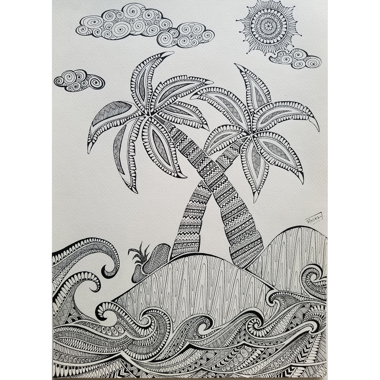 Zentangle Wavy Island