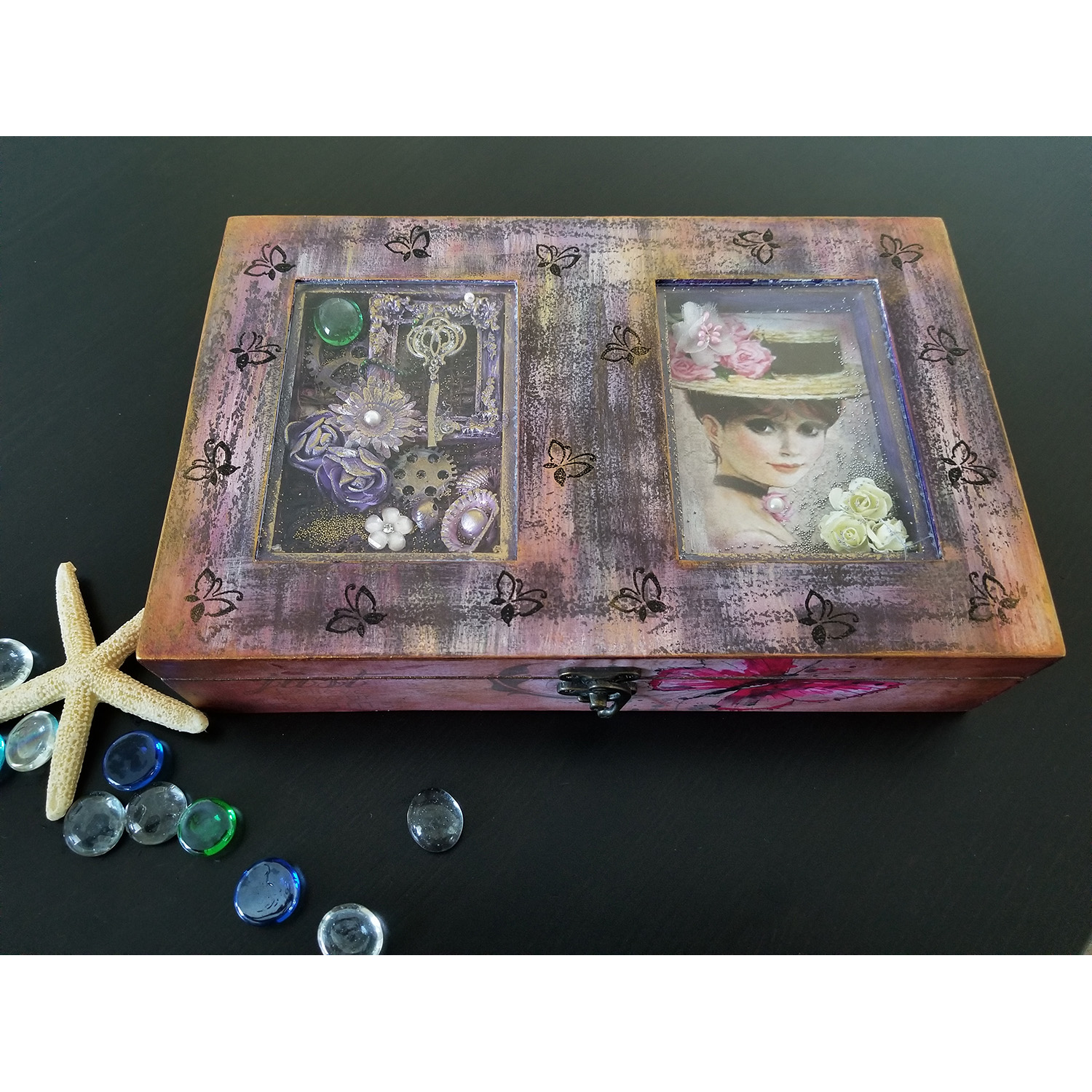 Mixed Media Decoupage Double Quilling Box Organizer