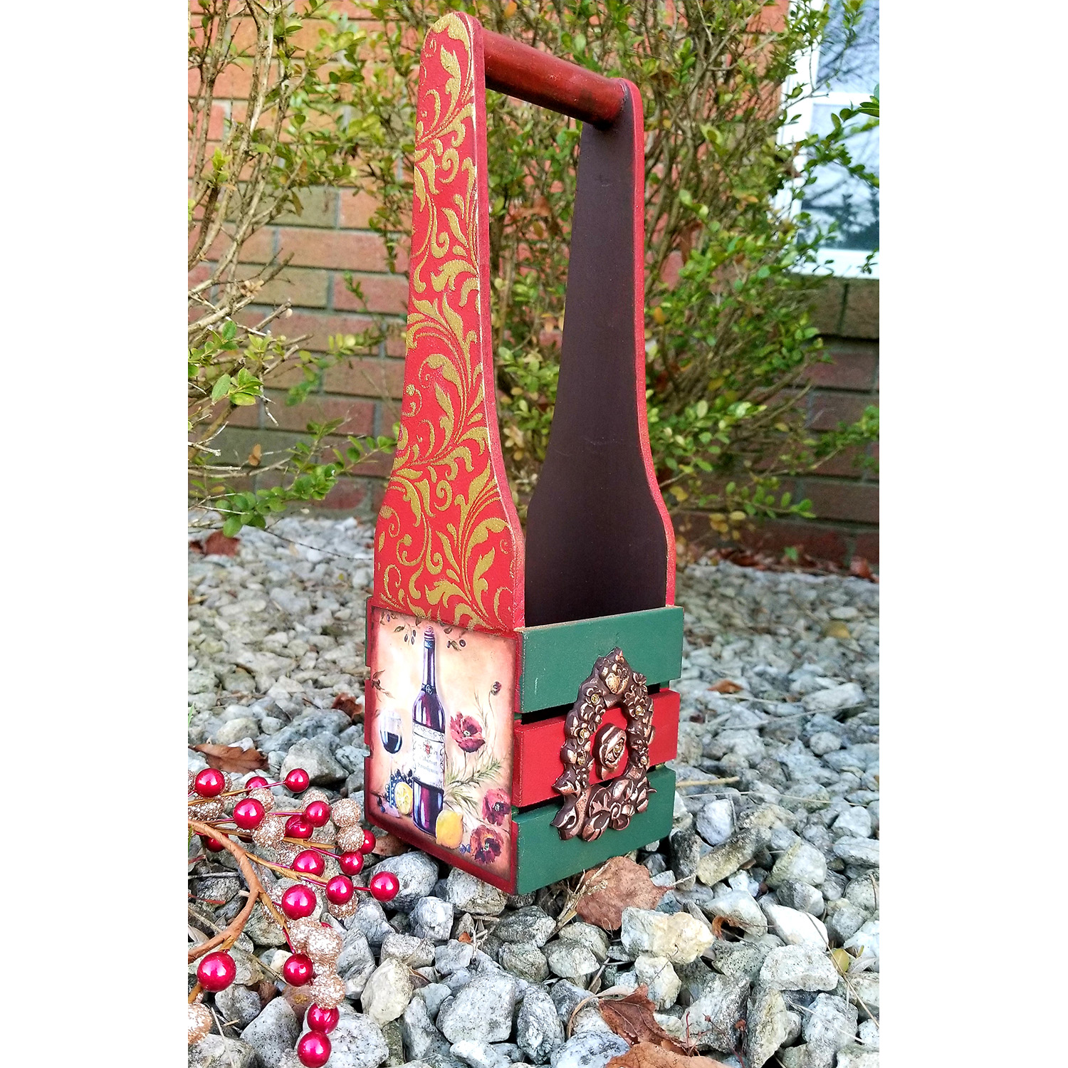 Decoupage Wine Caddy